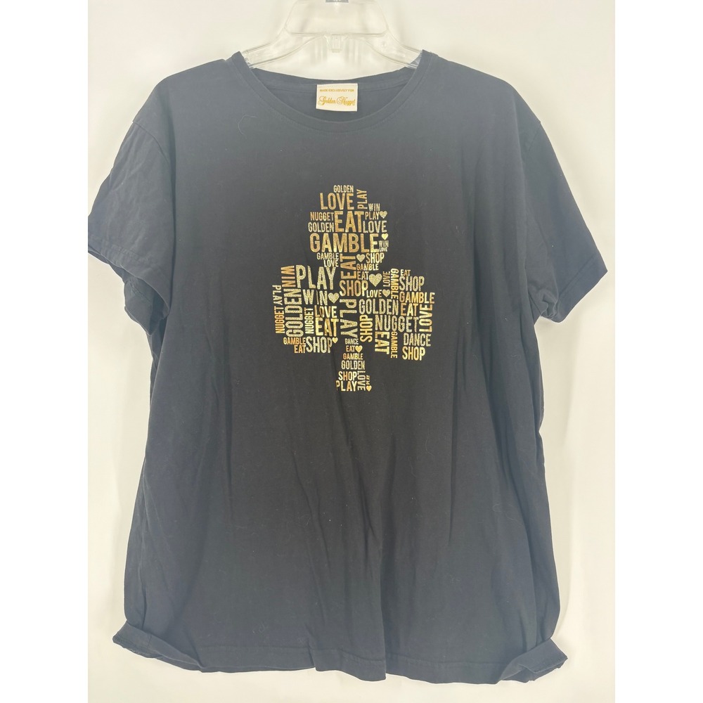 Golden Nugget Casino Graphic‎ T-Shirt Women's Size 2TG Black Las Vegas Souvenir